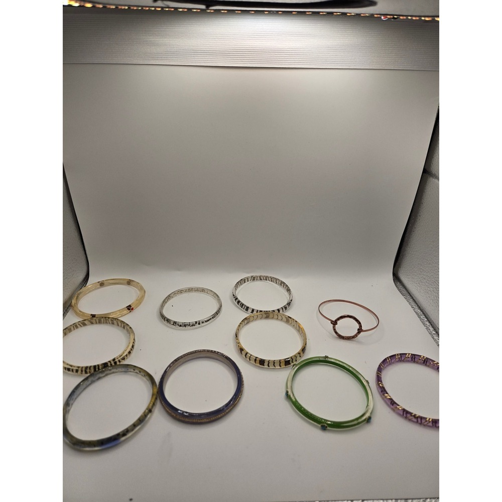 Bangle Bracelet Lot 10pc Mixed Metal Resin Acrylic Animal Print Stackable Set
